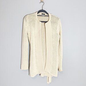 J. Crew beige oatmeal neutral open front long sleeve tie‎ waist cardigan sweater